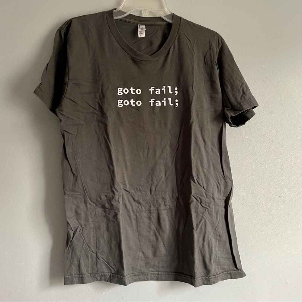 goto fail; Grey coding nerd t-shirt M
